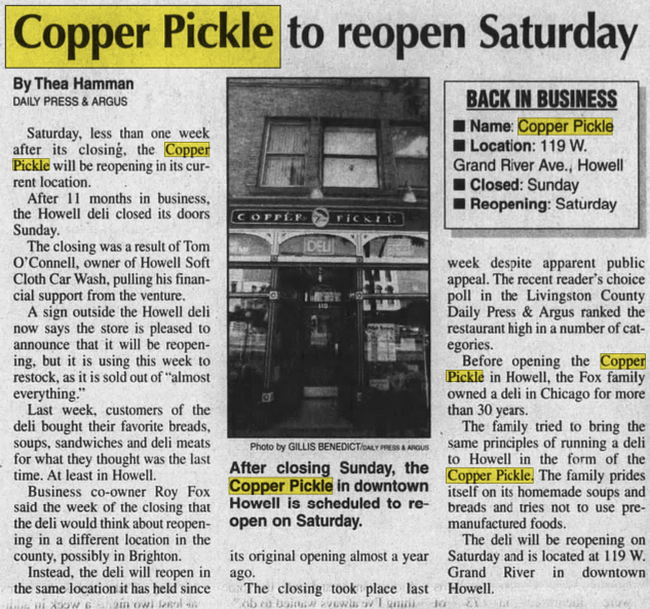 Copper Pickle (Black Iron Coffee Roasters) - Aug 2003 Re-Open After Brief Close (newer photo)